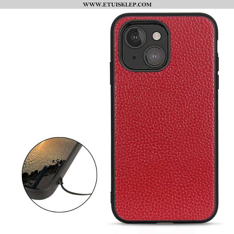 Etui do iPhone 13 Mini Prawdziwa Skóra Litchi